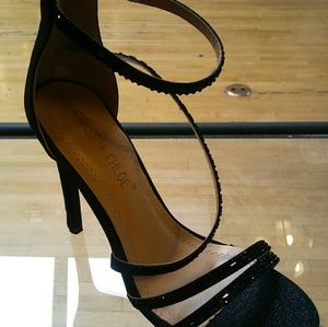 Black or Silver strappy bling heels